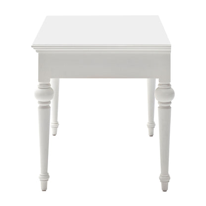 47" White Solid Wood Computer Desk With Hutch With Two Drawers