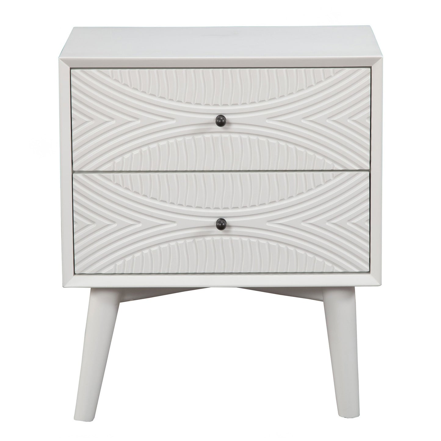 26" Solid Wood and Wood Two Drawer Nightstand