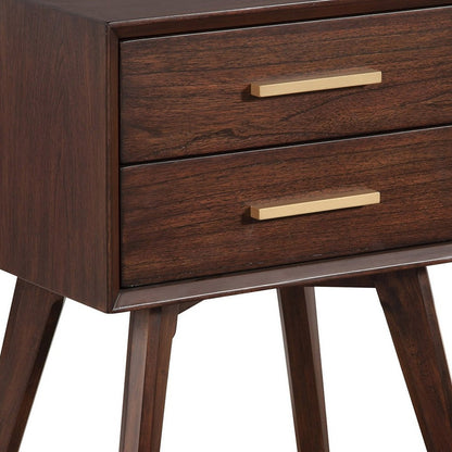 25" Solid Wood and Wood Two Drawer Nightstand