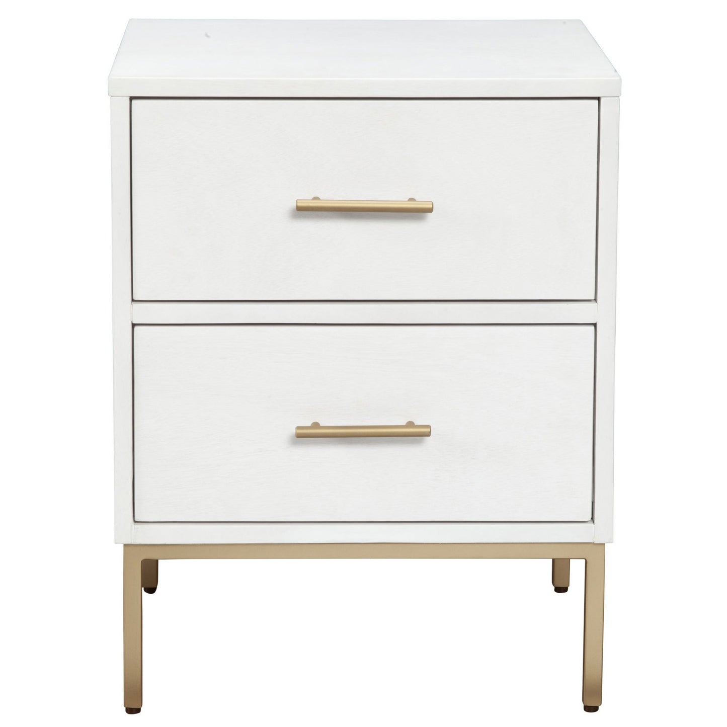 26" Solid Wood and Wood Two Drawer Nightstand