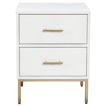 26" Solid Wood and Wood Two Drawer Nightstand