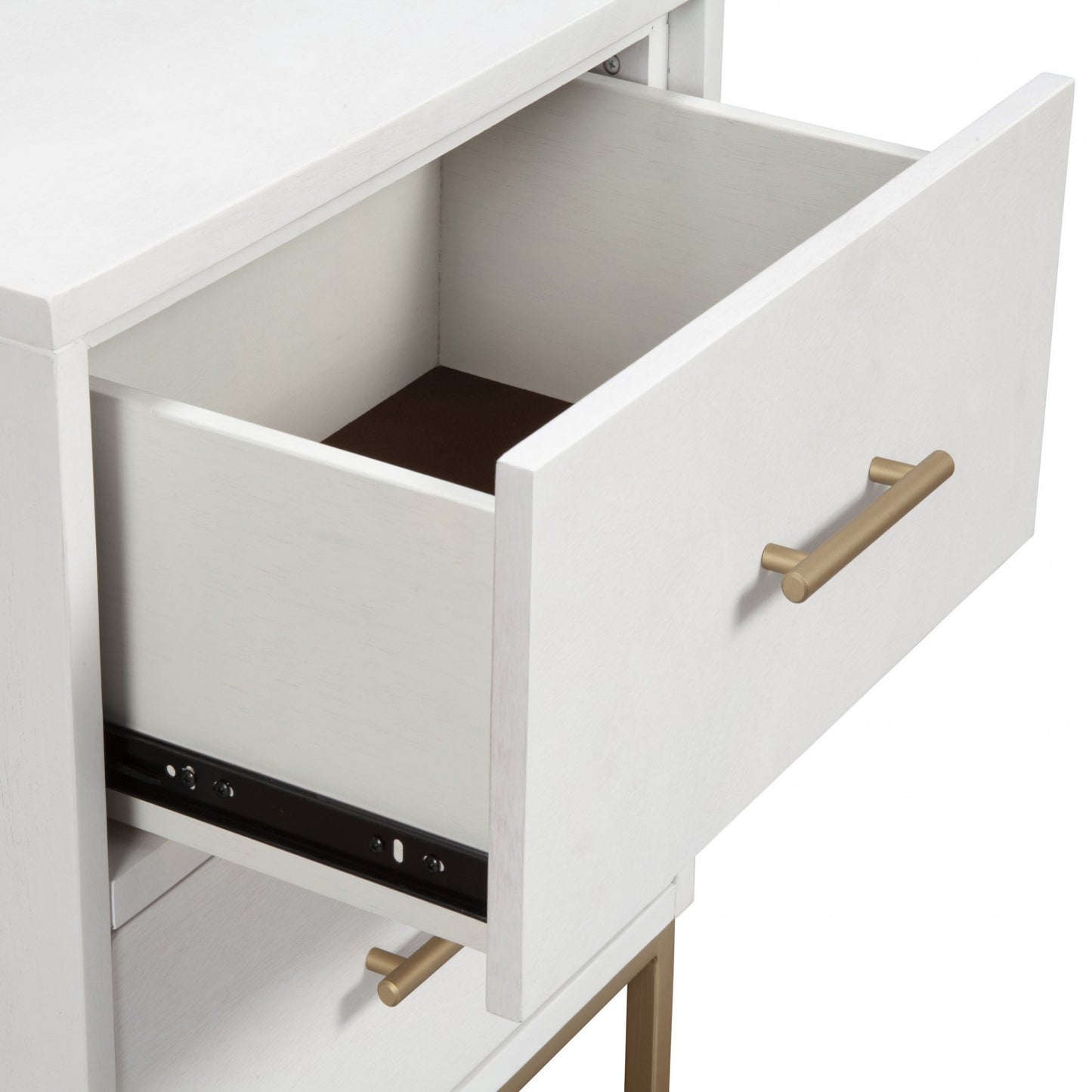 26" Solid Wood and Wood Two Drawer Nightstand