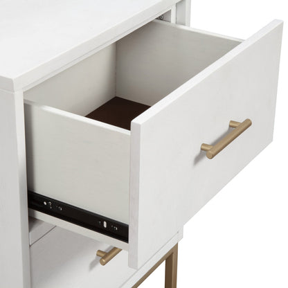 26" Solid Wood and Wood Two Drawer Nightstand