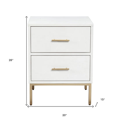 26" Solid Wood and Wood Two Drawer Nightstand