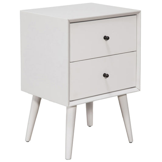 26" Solid Wood and Wood Two Drawer Nightstand