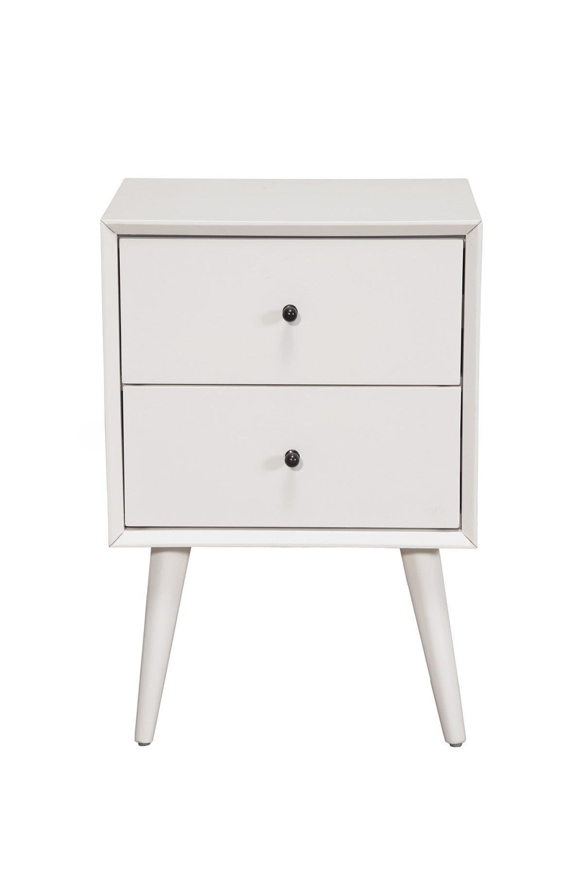 26" Solid Wood and Wood Two Drawer Nightstand