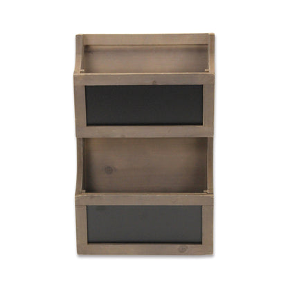 Set of Two Brown Solid Wood File Organizer