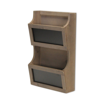 Set of Two Brown Solid Wood File Organizer