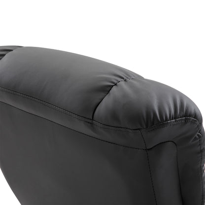 Massage Recliner Chair with Ottoman, 360° Swivel Recliner and Footstool, 10 Point Vibration, PU Leather Reclining Chair with Side Pocket and Remote Control, Black