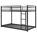 Twin Metal Low Bunk Bed With Ladder, Black - OLD