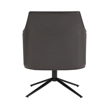 26" Gray and Black Faux Leather Swivel Lounge Chair