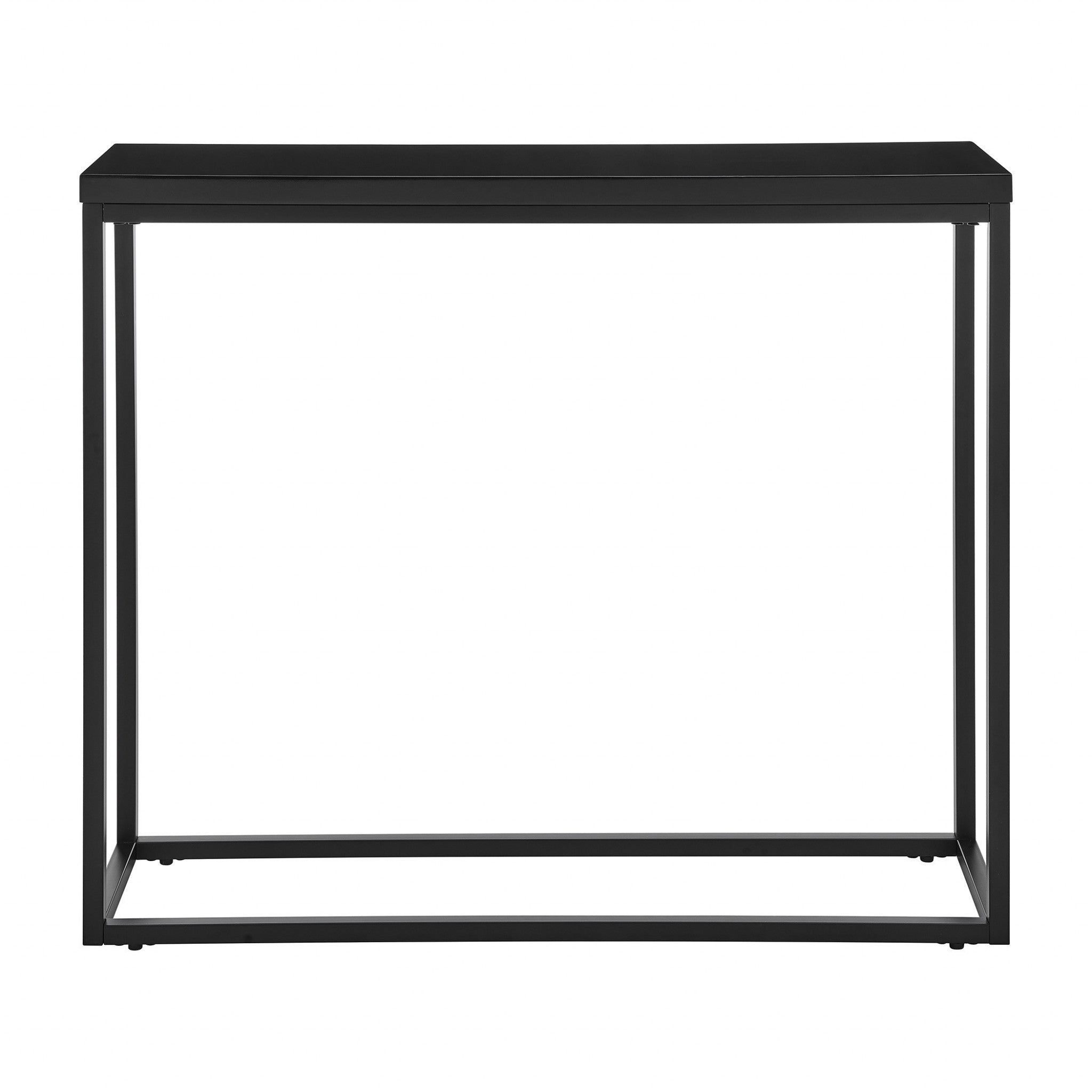 35" Black Wood and Steel Frame Console Table