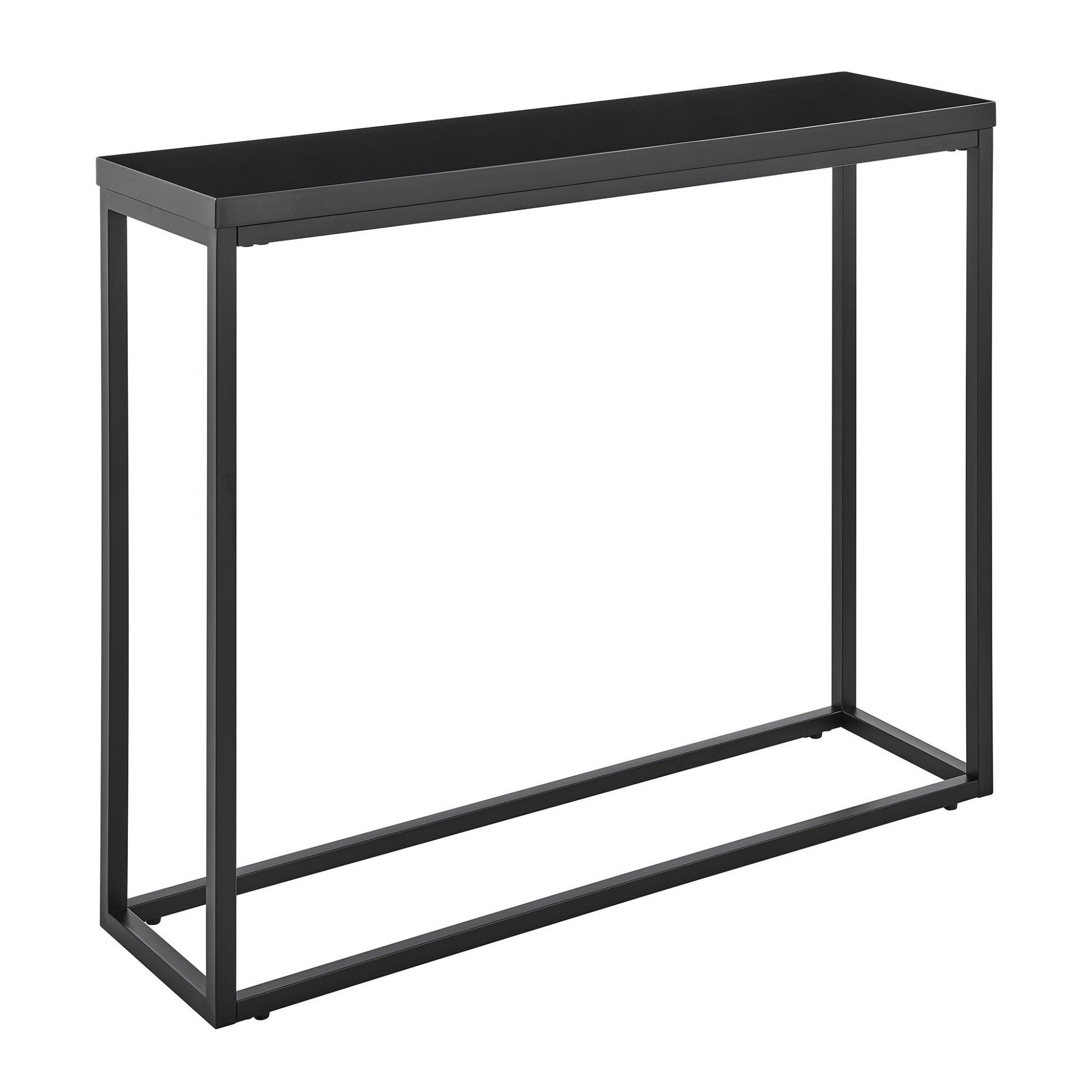 35" Black Wood and Steel Frame Console Table