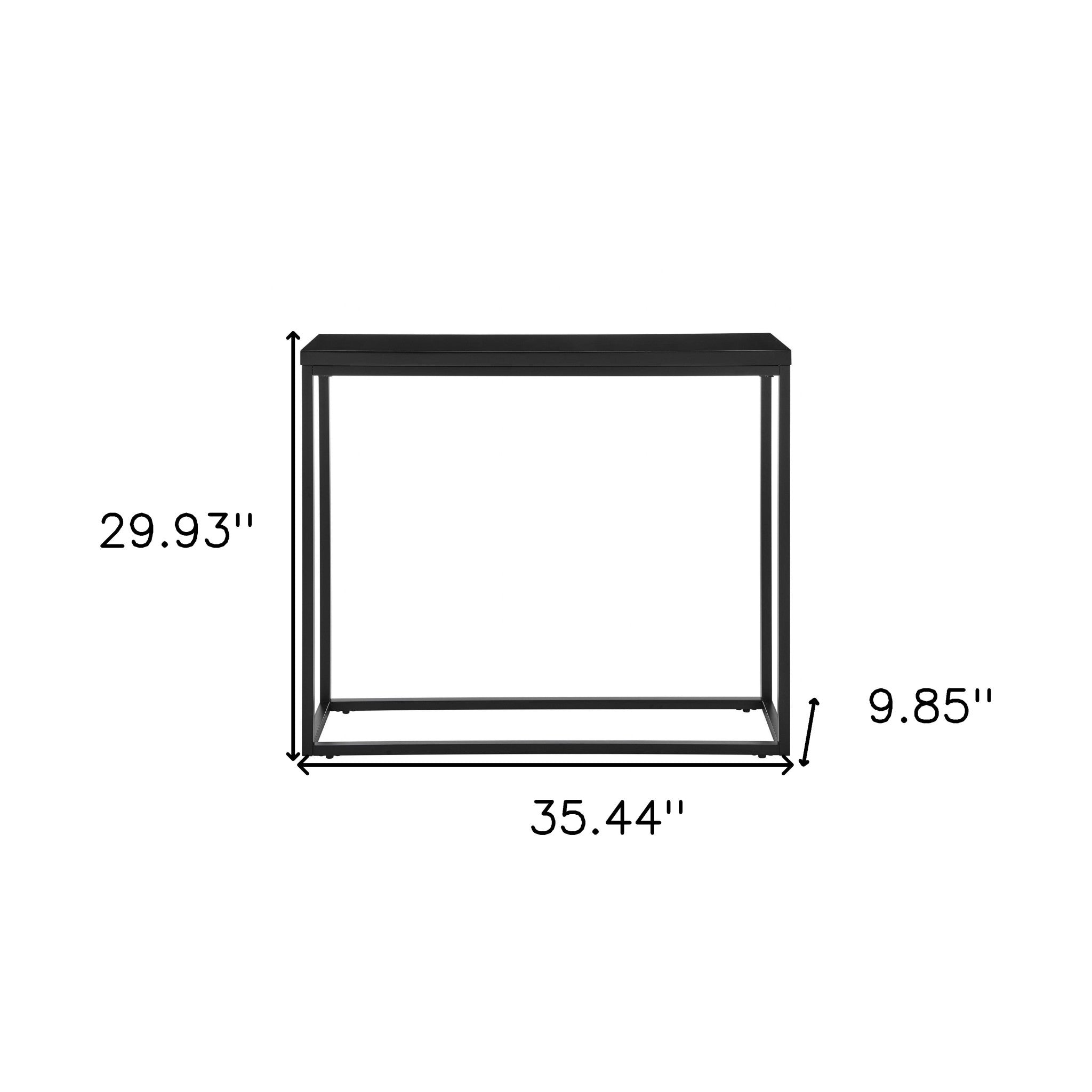 35" Black Wood and Steel Frame Console Table