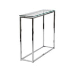 36" Clear and Silver Glass Sled Console Table
