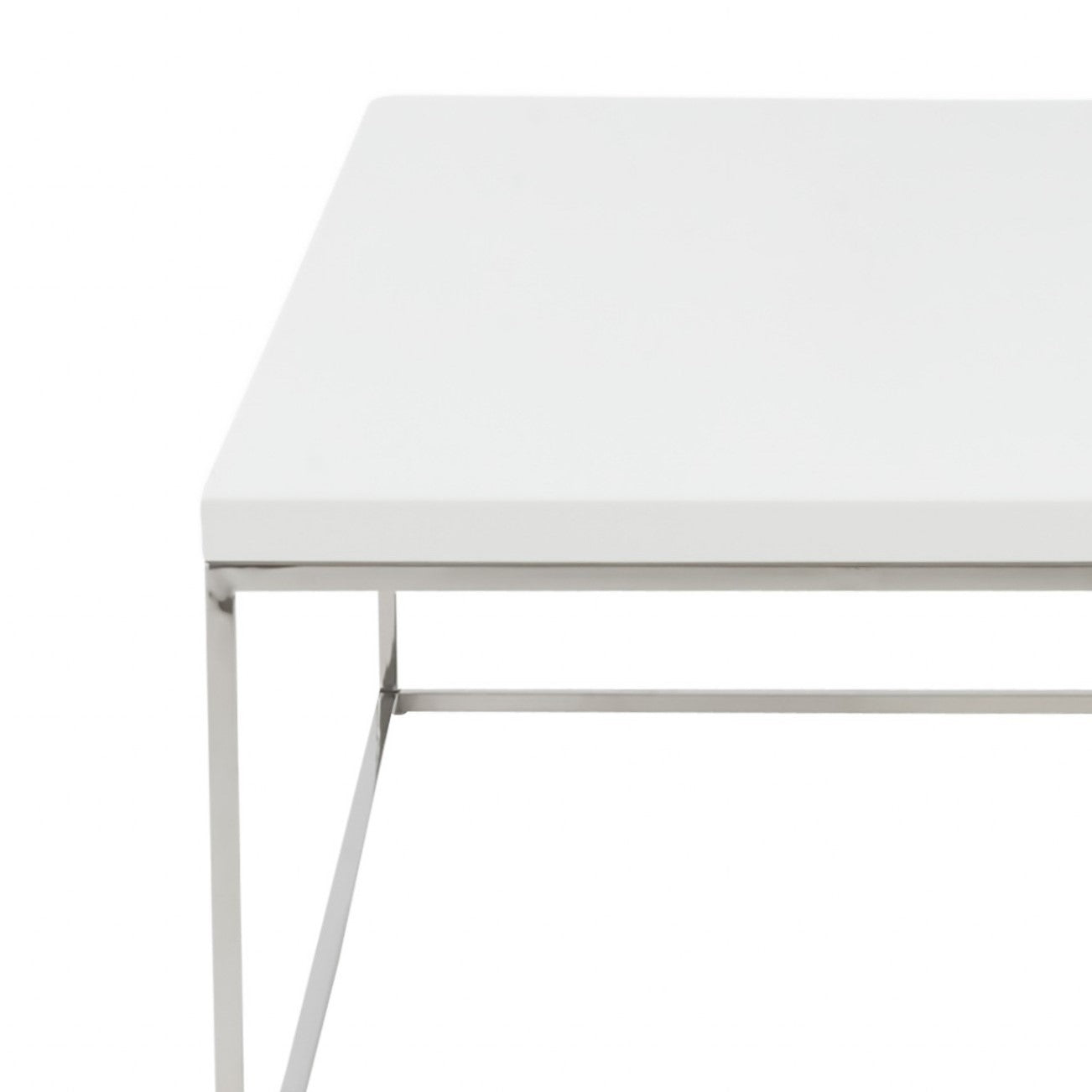 47" White and Silver Wood And Metal Frame Coffee Table