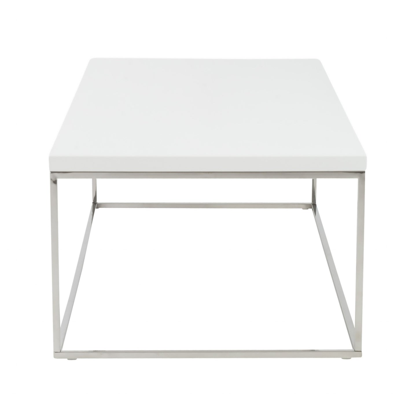 47" White and Silver Wood And Metal Frame Coffee Table