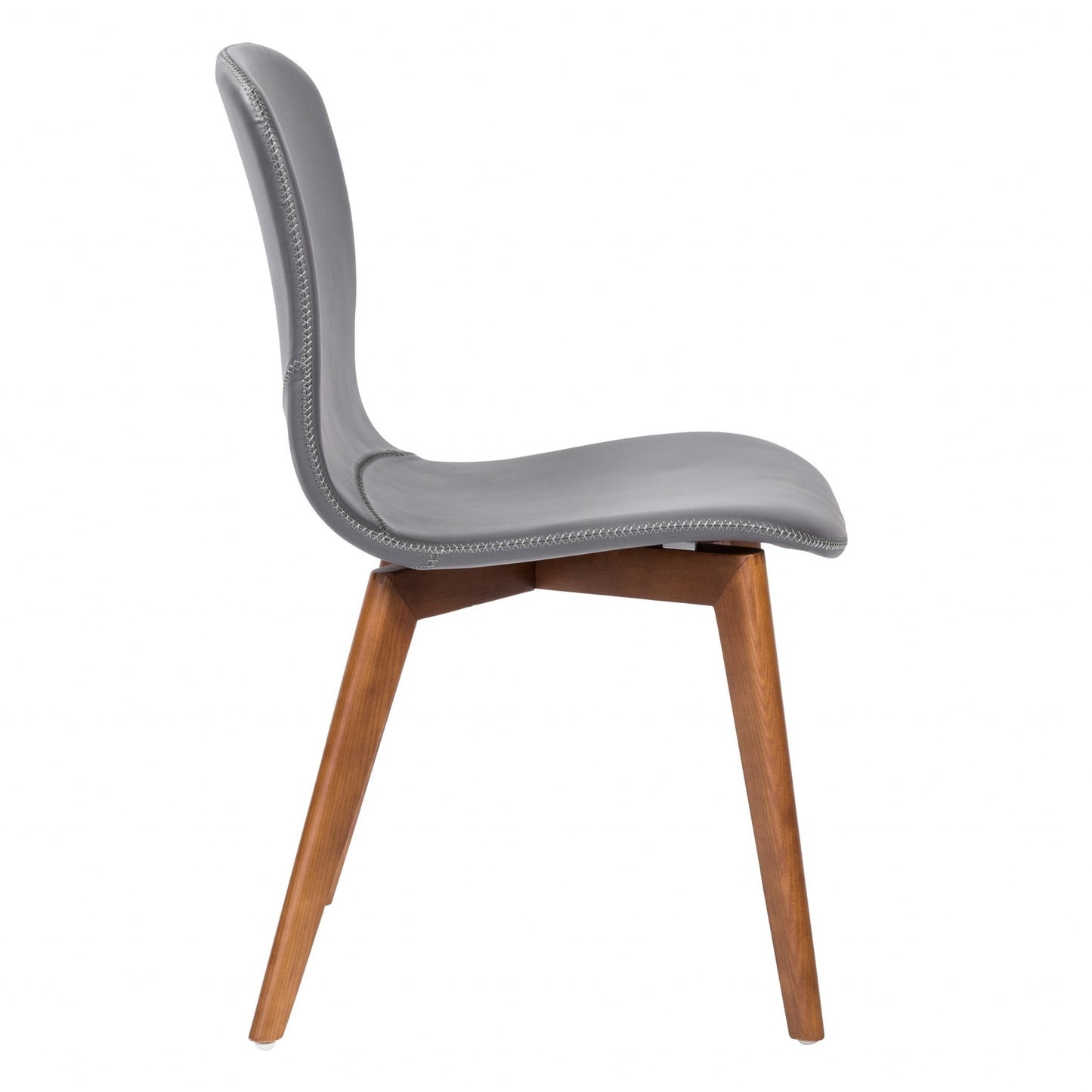 Set of Two Gray and Brown Upholstered Faux Leather Dining Side Chairs