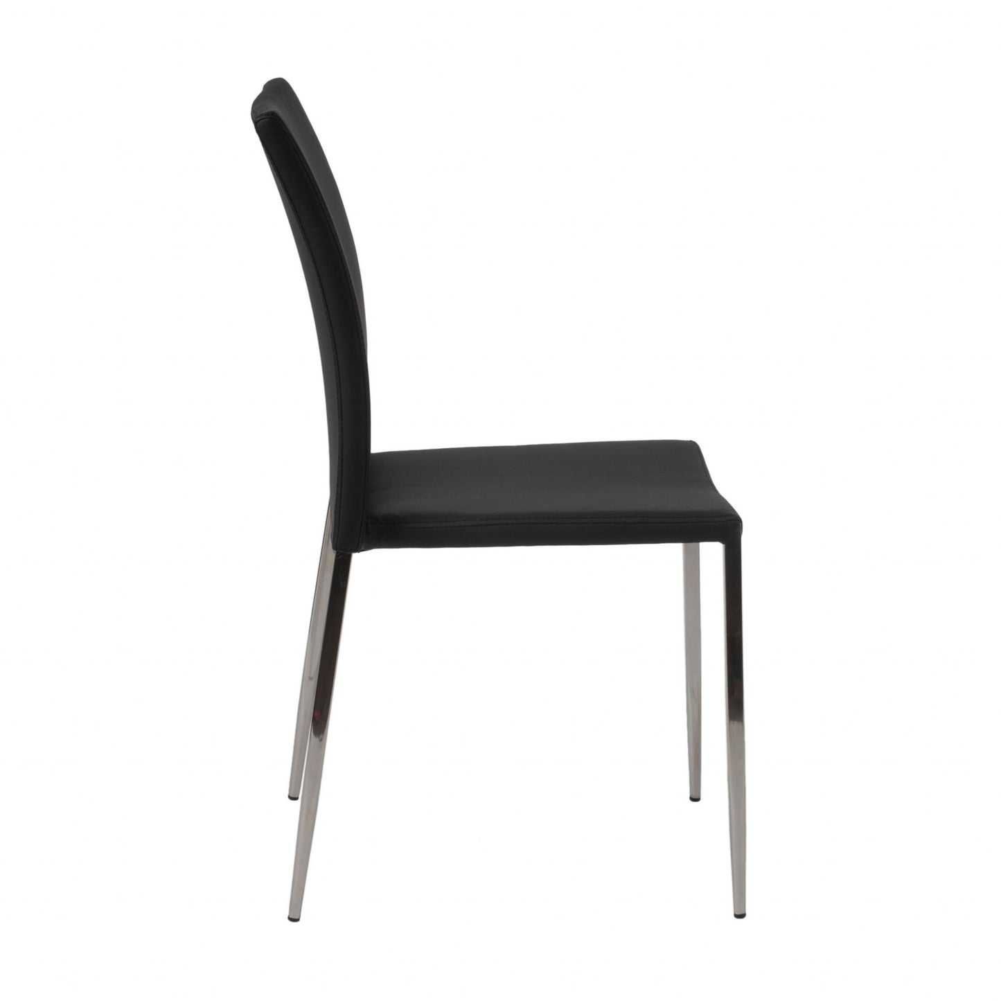 Set of Two Black and Silver Upholstered Faux Leather Dining Side Chairs