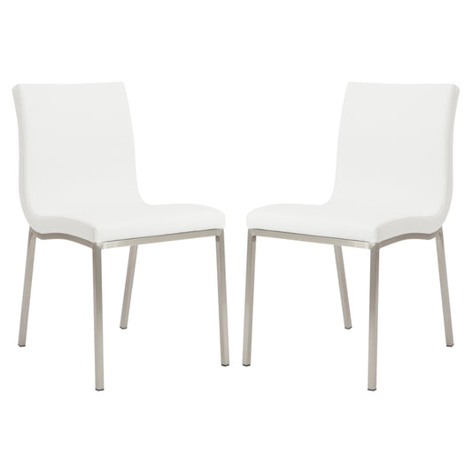 Set of Two Minimalist White Faux Faux Leather Chairs