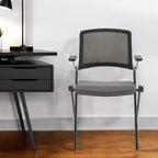 Set of Two Black Gray and Black Mesh Conference Office Chair