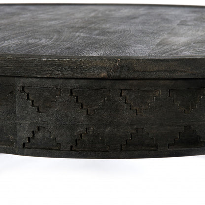42" Gray Solid Wood Round Coffee Table