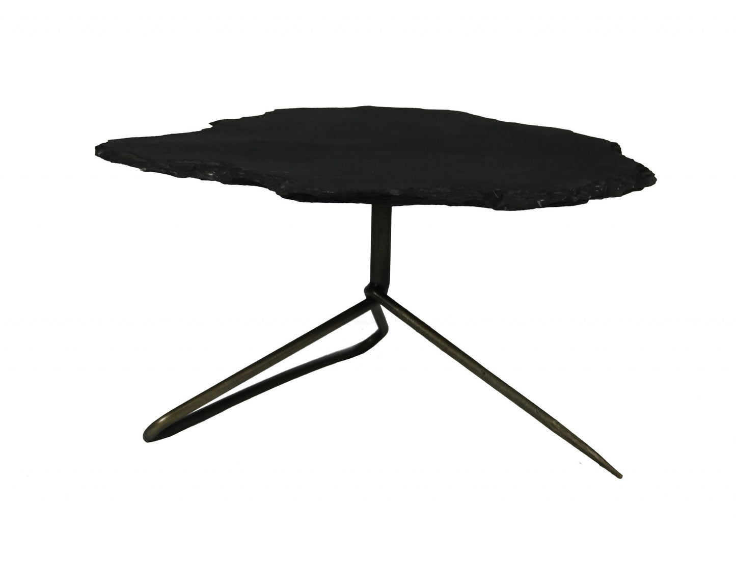 Set of Two Brown Stone and Iron Free Form Bunching Coffee Tables
