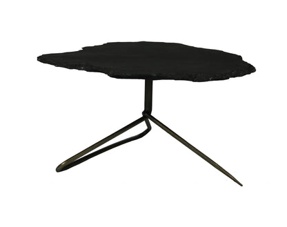Set of Two Brown Stone and Iron Free Form Bunching Coffee Tables