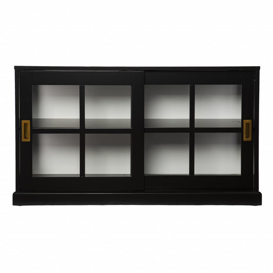 48" Black Sideboard with Two Glass Sliding Doors