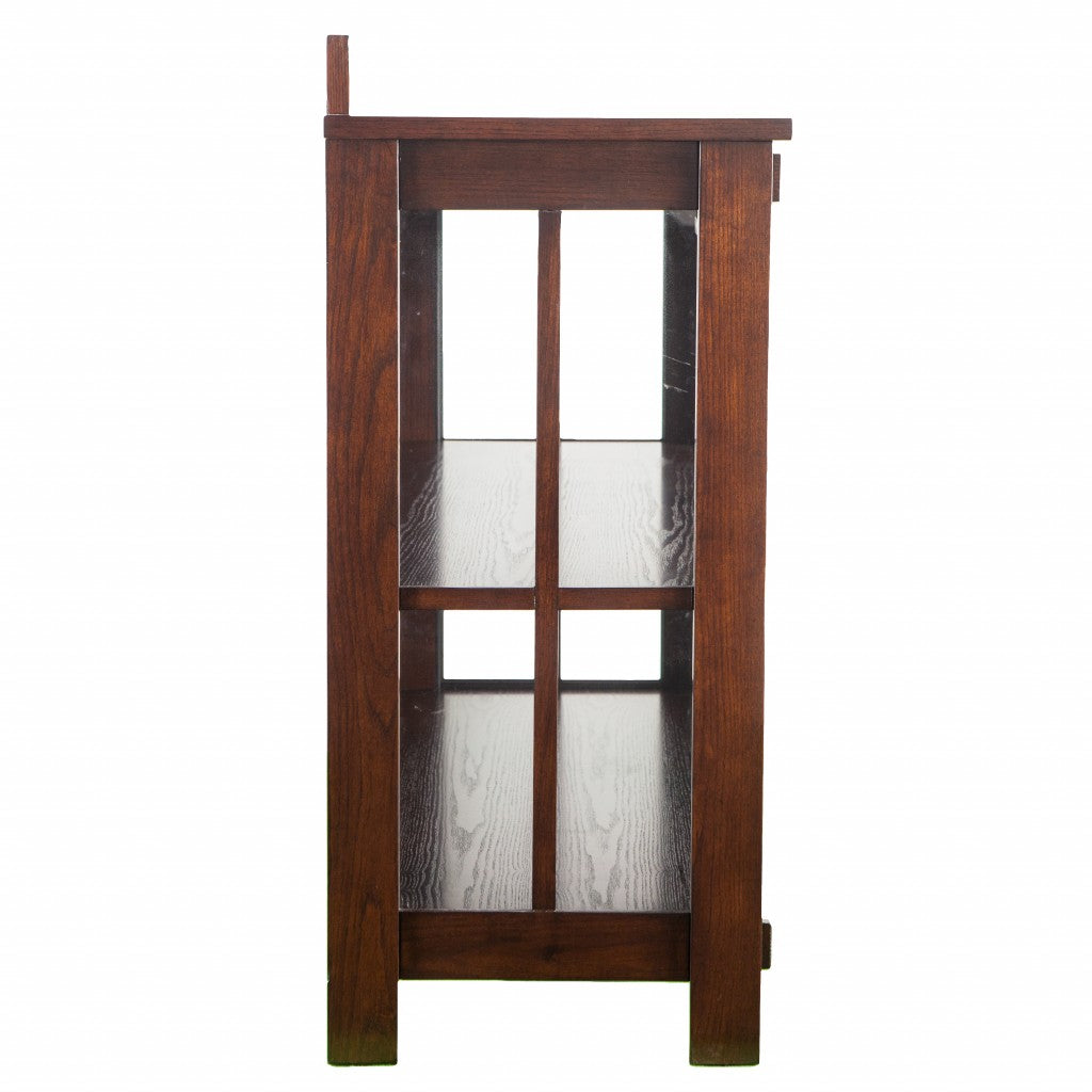 44" Brown Wood With Glass Sideboard with Two Doors