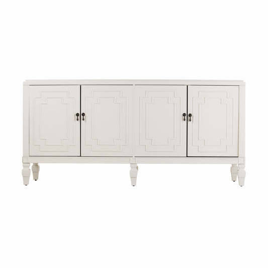 64" White Solid Wood Sideboard with Four Doors