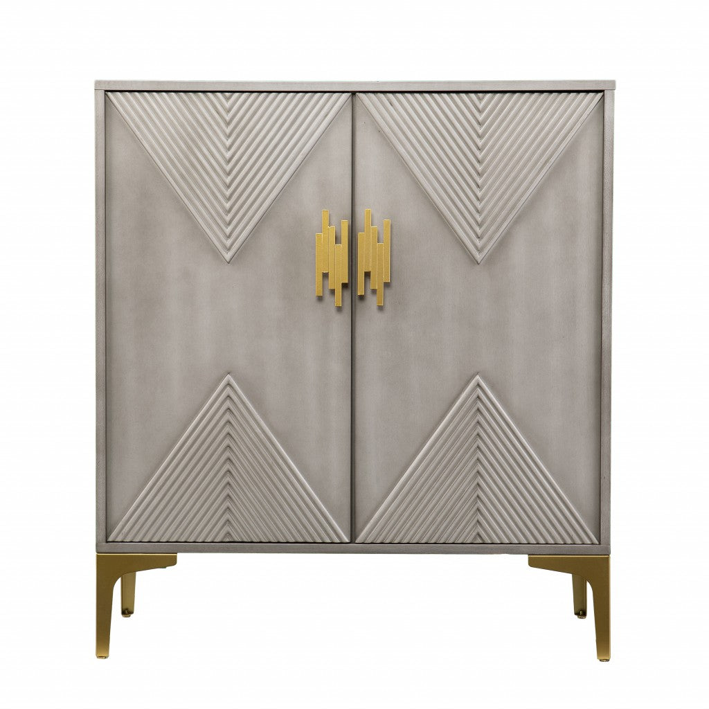 32" Gray Solid Wood Sideboard with Two Doors