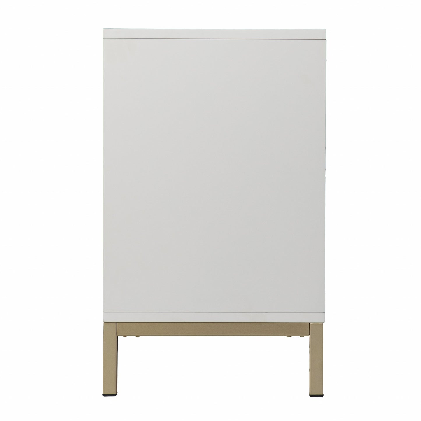 40" White Carved Geometric Sideboard with Two Doors