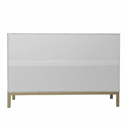 40" White Carved Geometric Sideboard with Two Doors