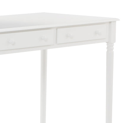 43" White Solid Wood Writing Desk With Two Drawers