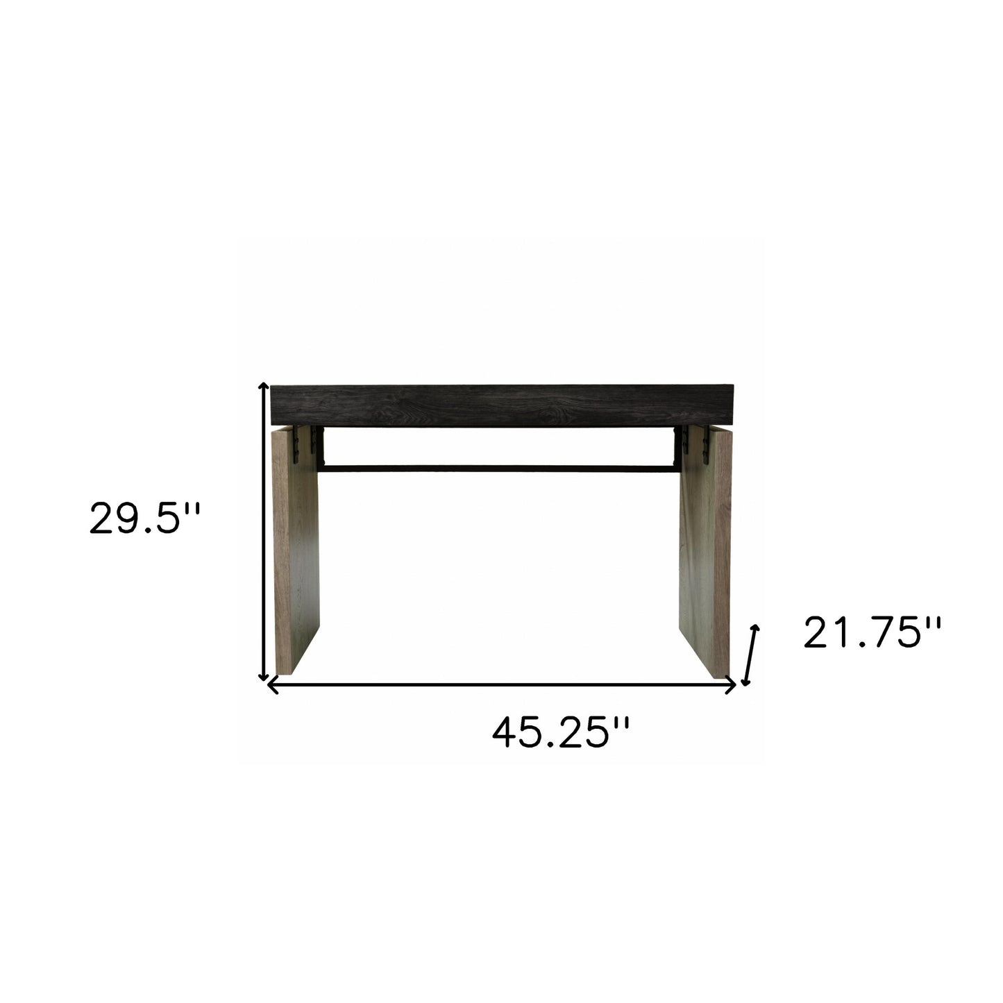 45" Black and Brown Writing Desk