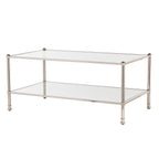 43" Silver Mirrored And Metal Rectangular Mirrored Coffee Table