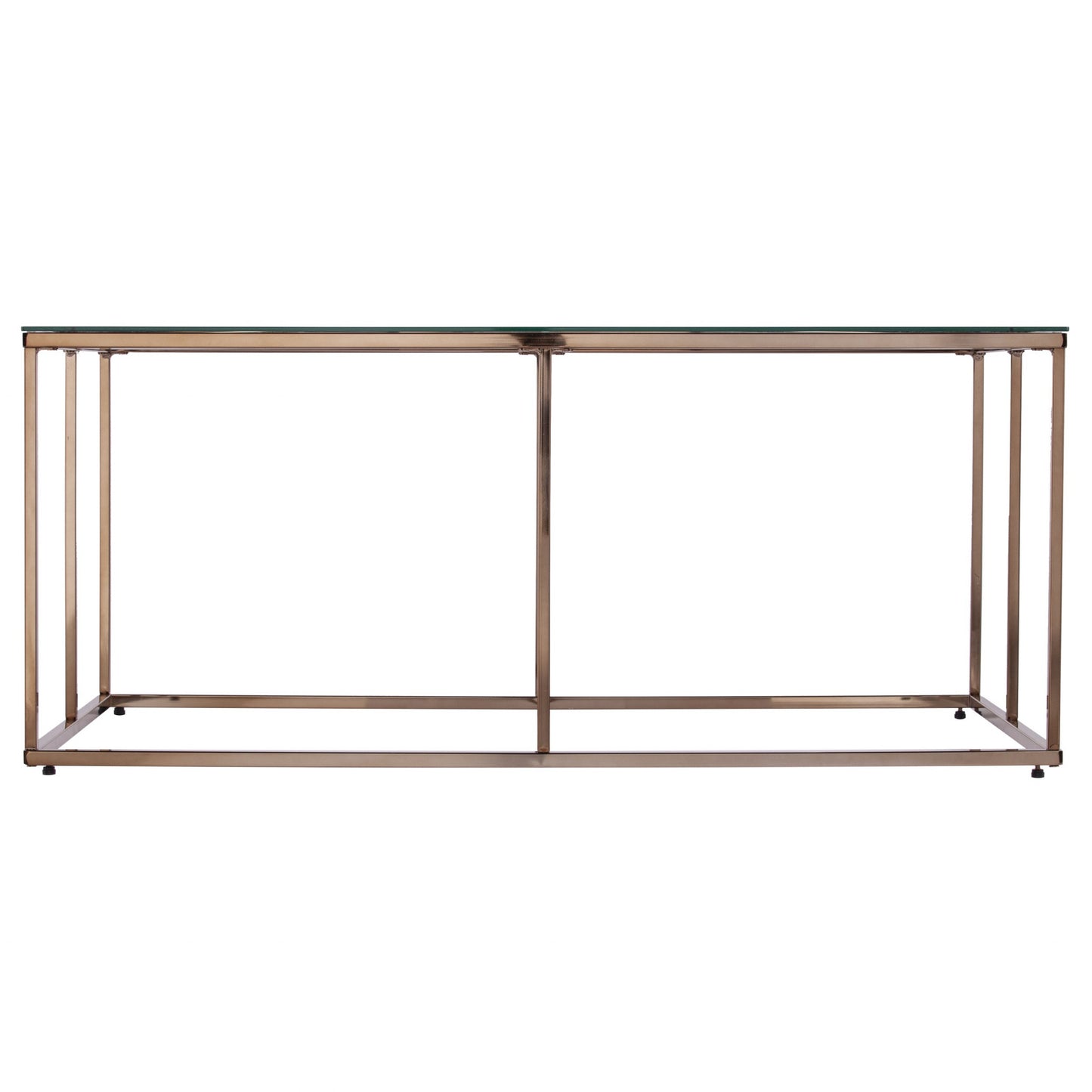 42" Clear and Champagne Glass and Metal Coffee Table