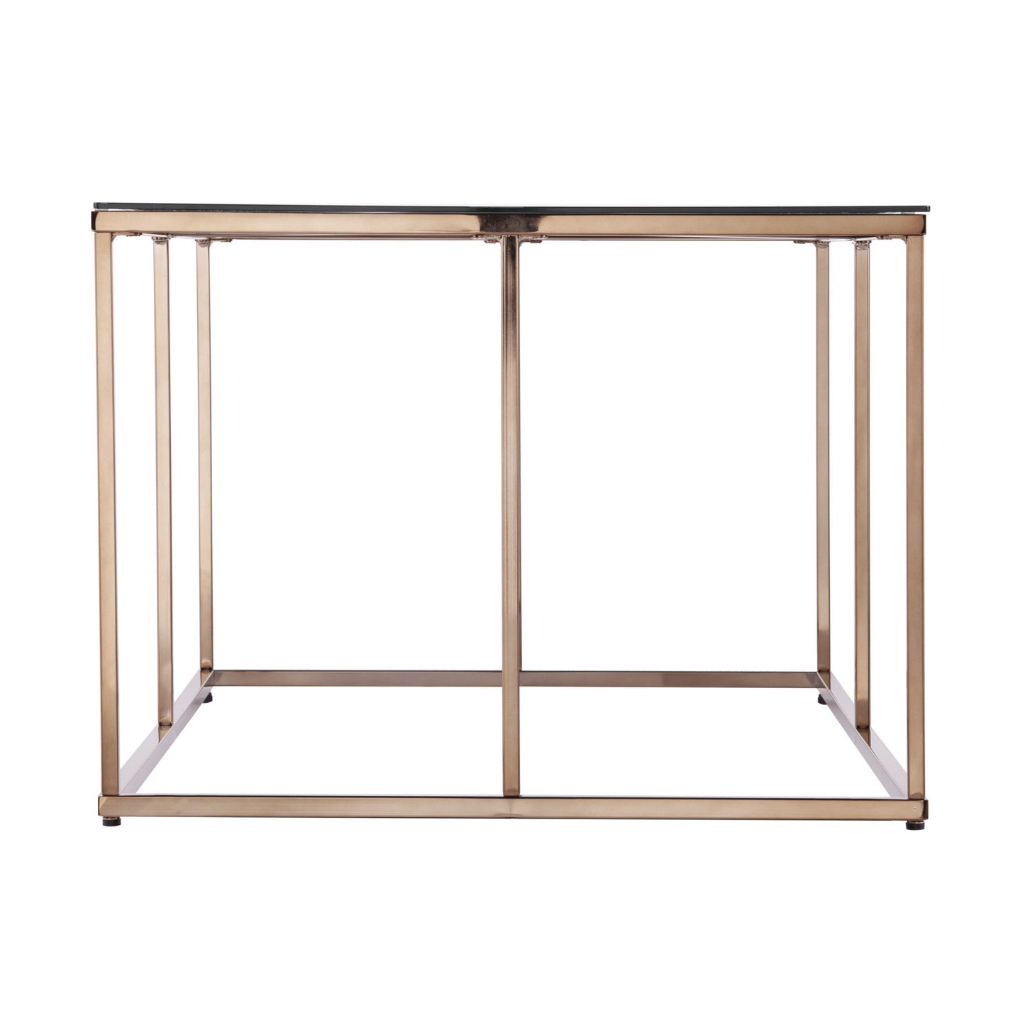 42" Clear and Champagne Glass and Metal Coffee Table