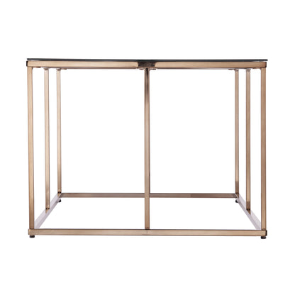 42" Clear and Champagne Glass and Metal Coffee Table