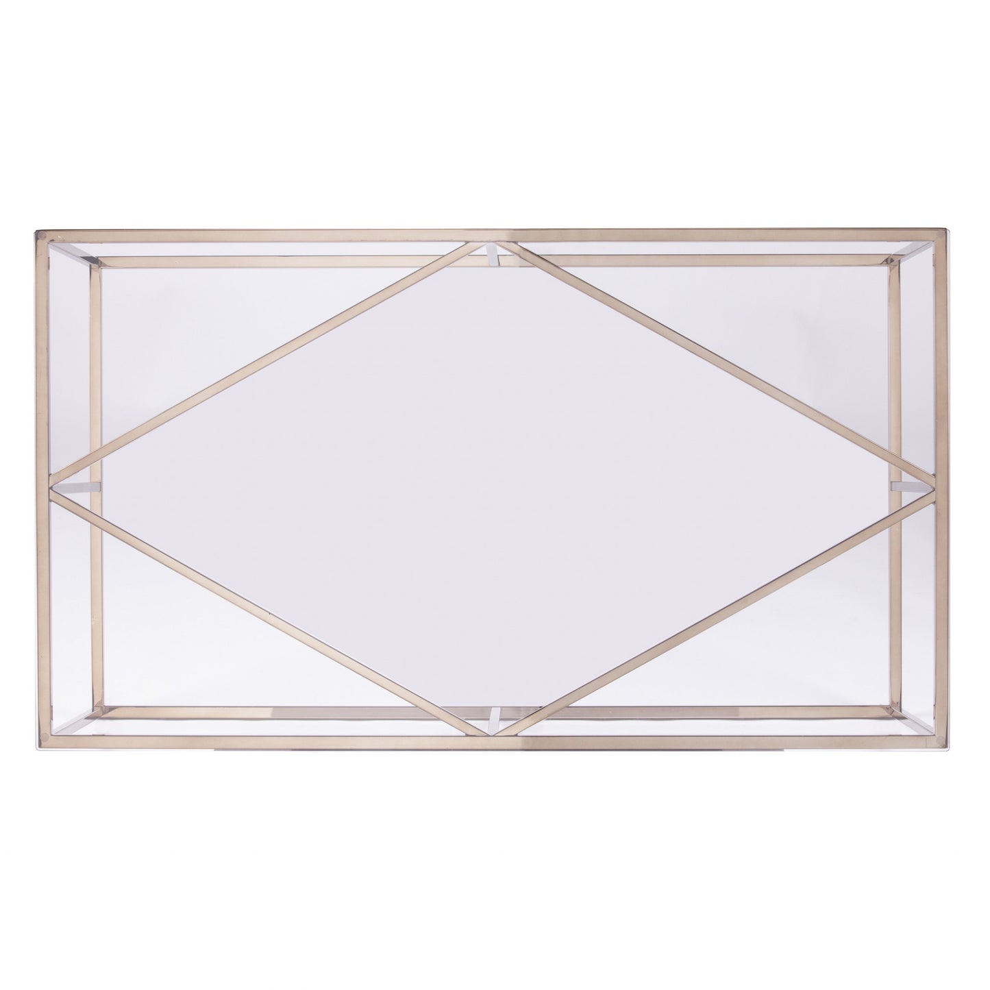 42" Clear and Champagne Glass and Metal Coffee Table