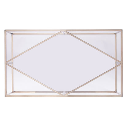 42" Clear and Champagne Glass and Metal Coffee Table