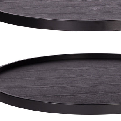 33" Black Manufactured Wood And Metal Round Coffee Table