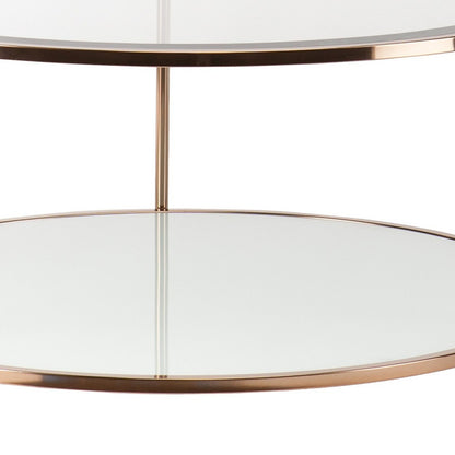 34" Clear and Gold Glass with Iron Round Coffee Table