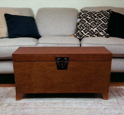 39" Brown Manufactured Wood And Metal Rectangular Coffee Table