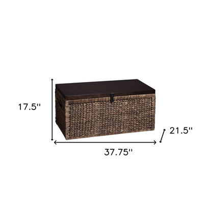 38" Brown Wood And Wicker With Iron Coffee Table