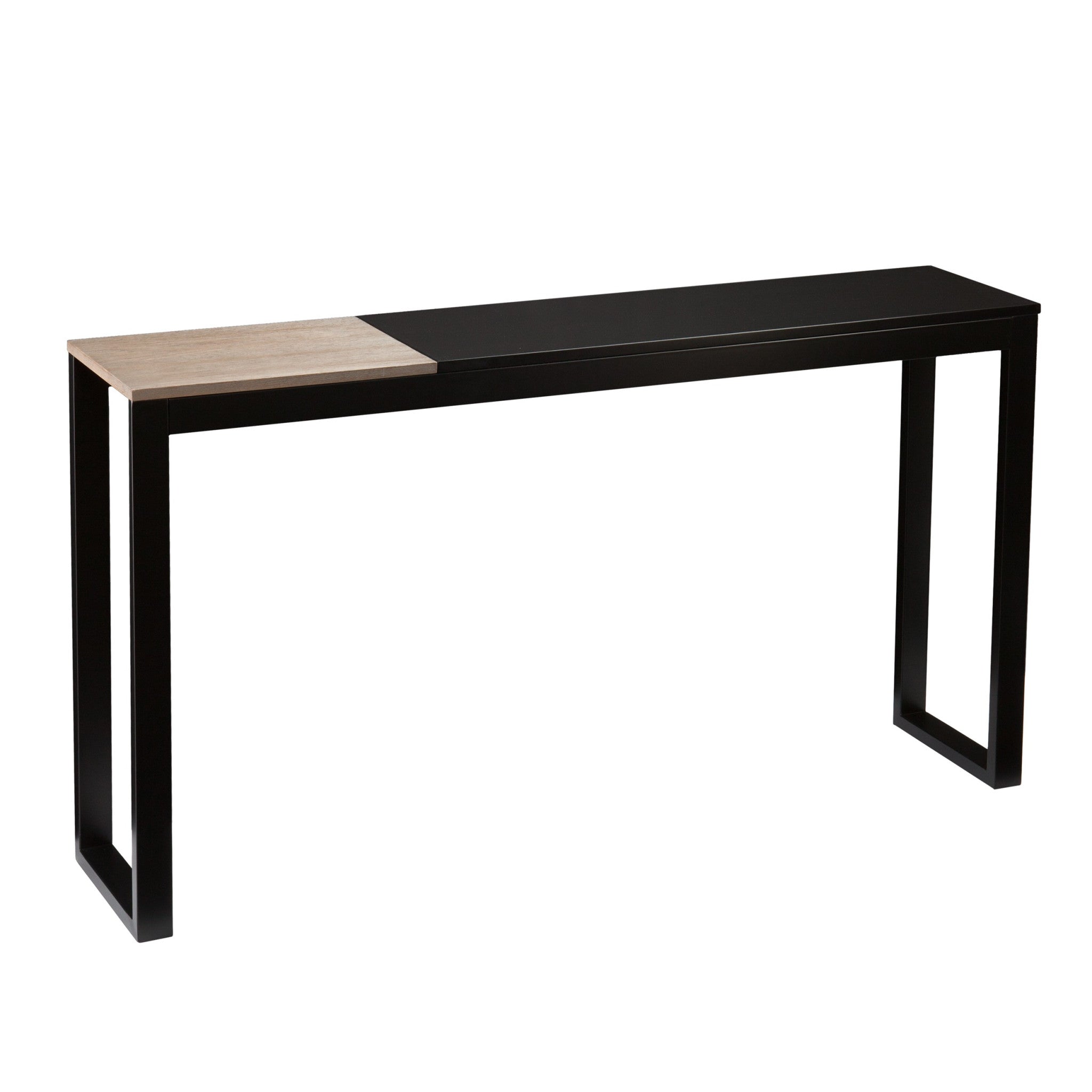56" Natural and Black and Black Sled Console Table