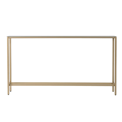 56" Silver and Gold Mirrored Glass Console Table