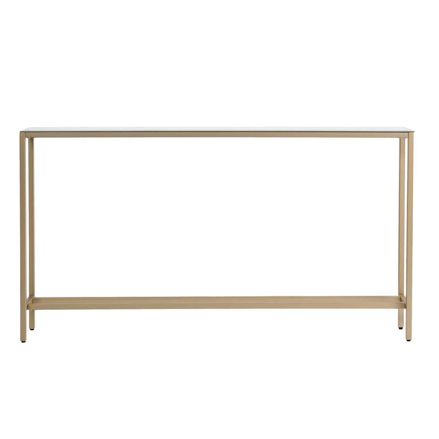 56" Silver and Gold Mirrored Glass Console Table