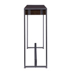 54" Dark Brown and Gunmetal Sled Console Table